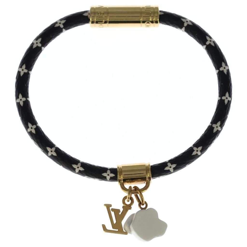 Louis Vuitton Dog Charm LV Push Leather Bracelet Black Gold — view 2