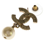 Chanel CC Logo Pearl Rhinestone Earrings Gold — view 5