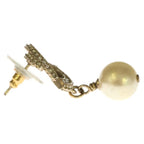 Chanel CC Logo Pearl Rhinestone Earrings Gold — view 4