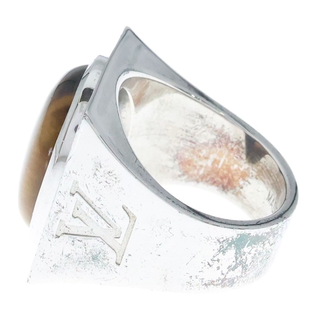 Louis Vuitton Chevalier Tiger's Eye Ring Silver Brown — view 4