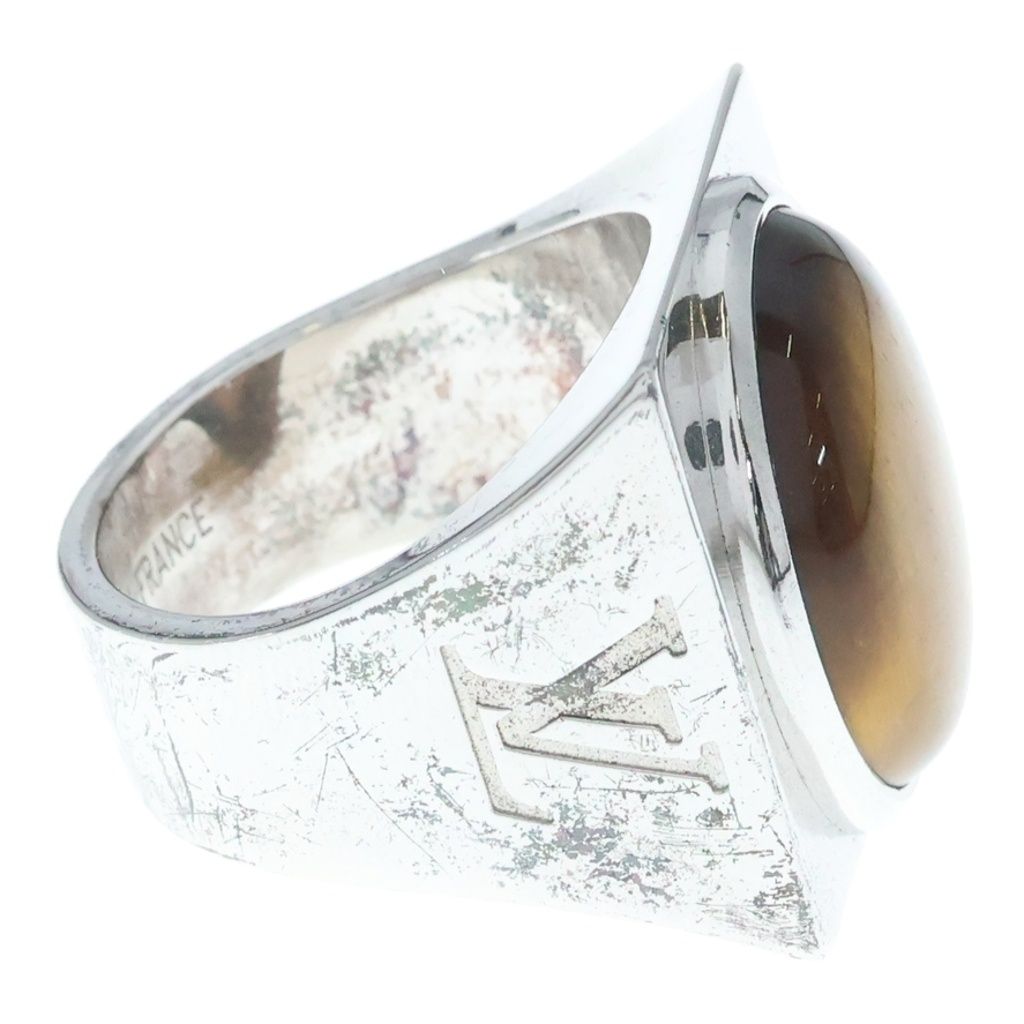 Louis Vuitton Chevalier Tiger's Eye Ring Silver Brown — view 3