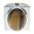 Louis Vuitton Chevalier Tiger's Eye Ring Silver Brown