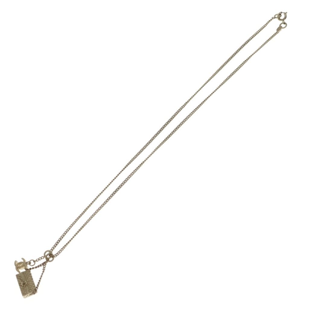 Chanel Quilted Charm Pendant Necklace Chain Gold — view 2