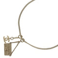Chanel Quilted Charm Pendant Necklace Chain Gold
