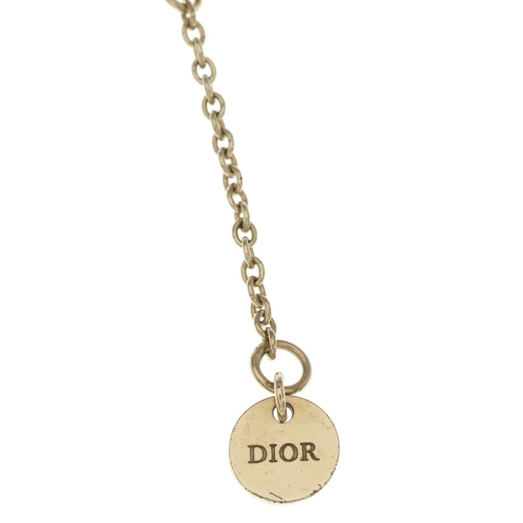 Dior CD Logo Rhinestone Necklace Gold Metal — view 5