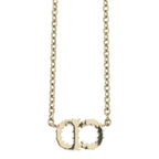 Dior CD Logo Rhinestone Necklace Gold Metal — view 3