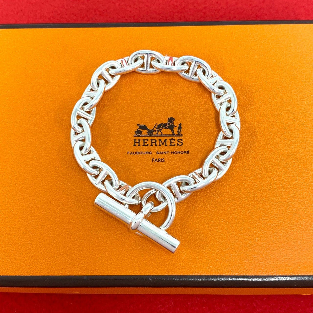 Hermes Chaine D'ancre PM Bracelet 18 Links 925 Sterling Silver Chain Bangle