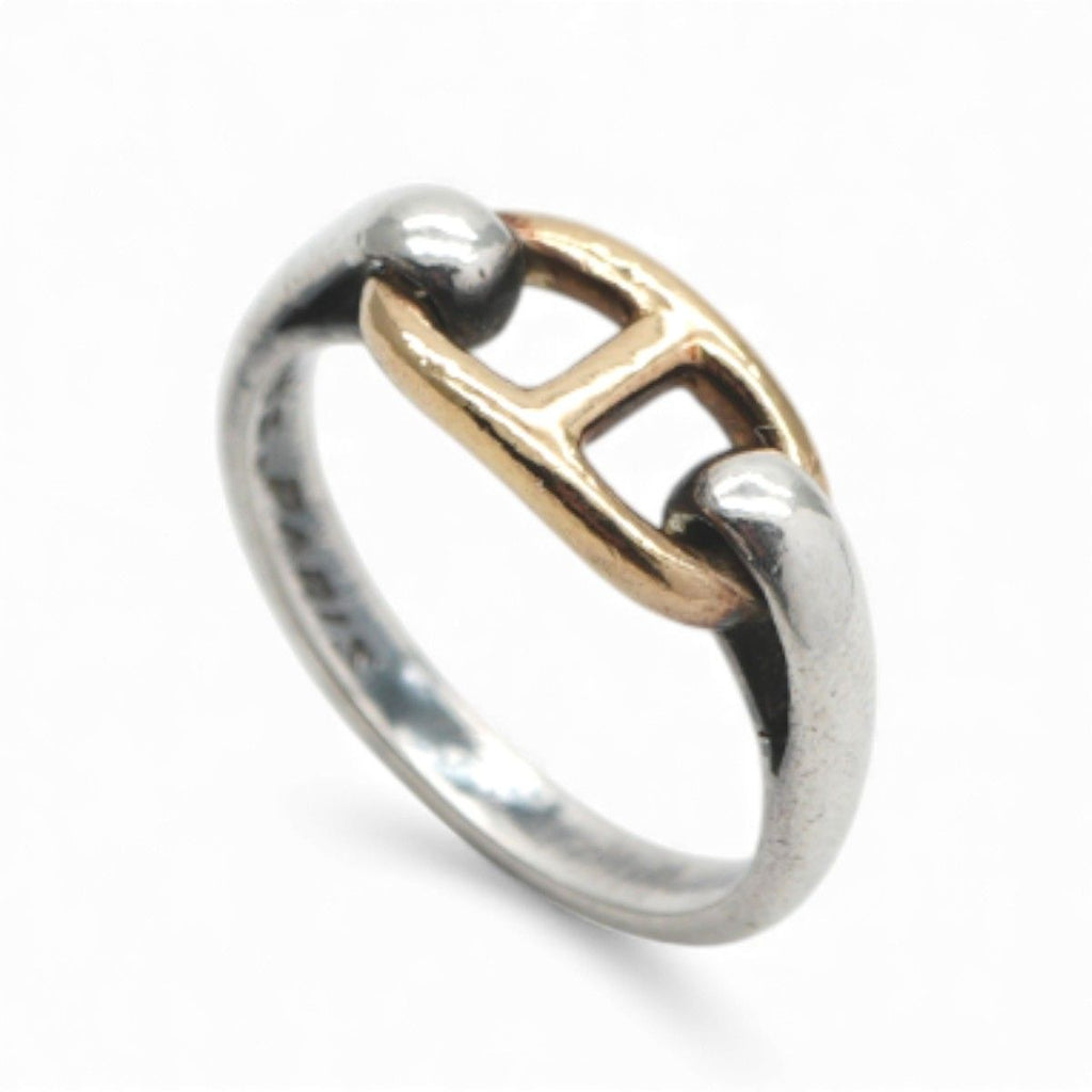 Hermes Chaine D'ancre Ring 750/925 Sterling Silver Gold