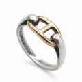 Hermes Chaine D'ancre Ring 750/925 Sterling Silver Gold