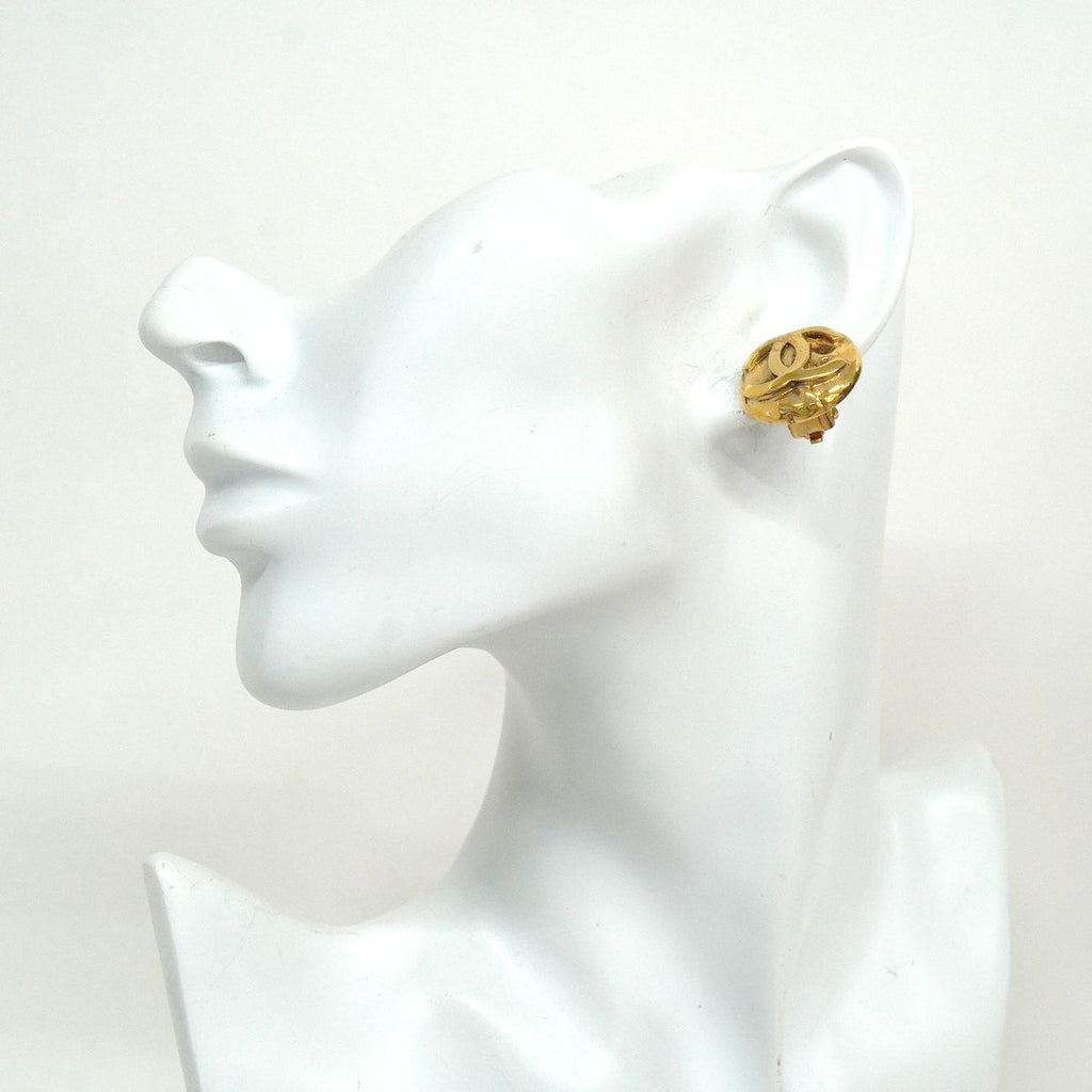 Chanel Earrings Vintage CC Logo Round Circle Gold Plated — view 5