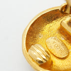 Chanel Earrings Vintage CC Logo Round Circle Gold Plated — view 6