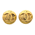 Chanel Earrings Vintage CC Logo Round Circle Gold Plated