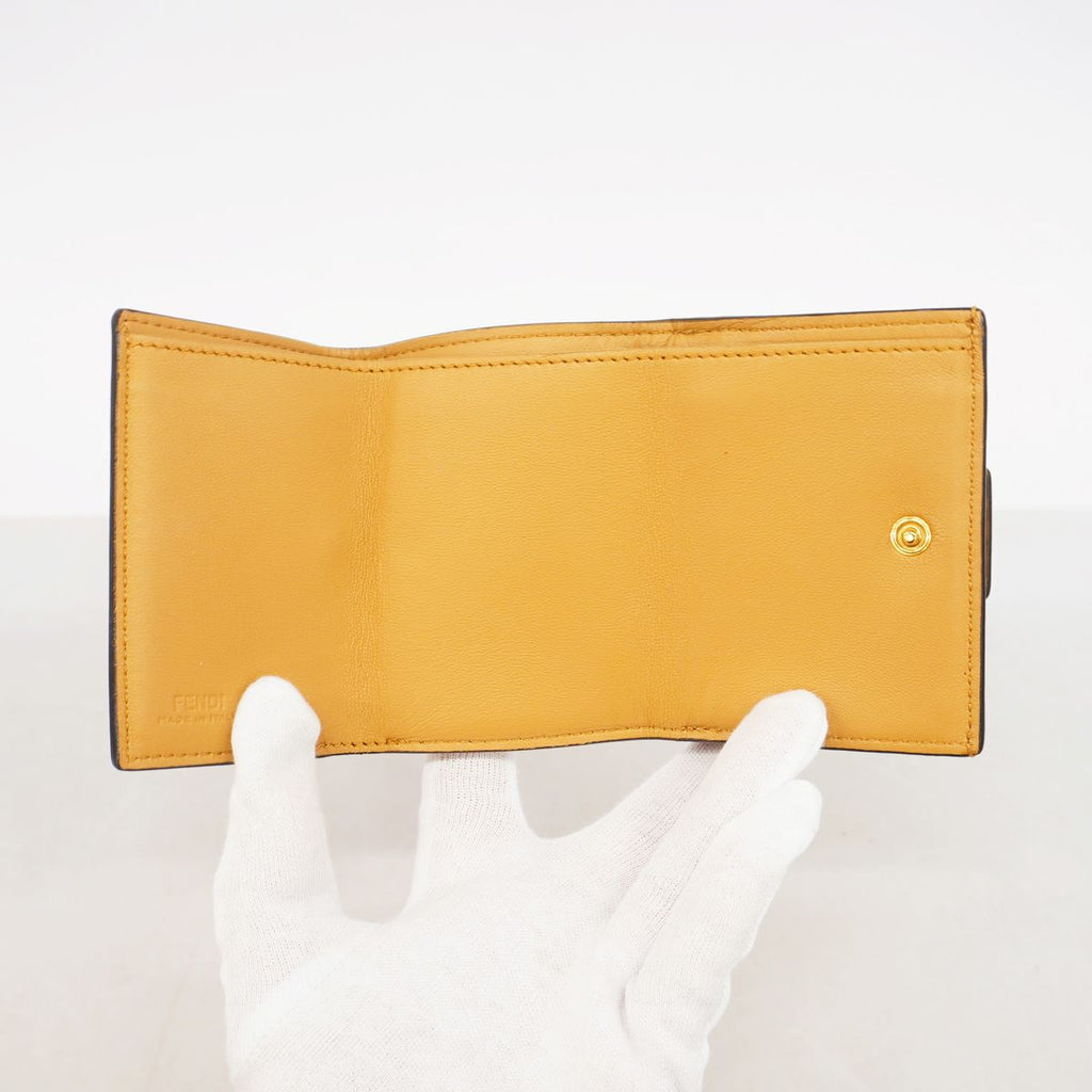 Fendi Trifold Wallet Leather Brown Gold — view 3