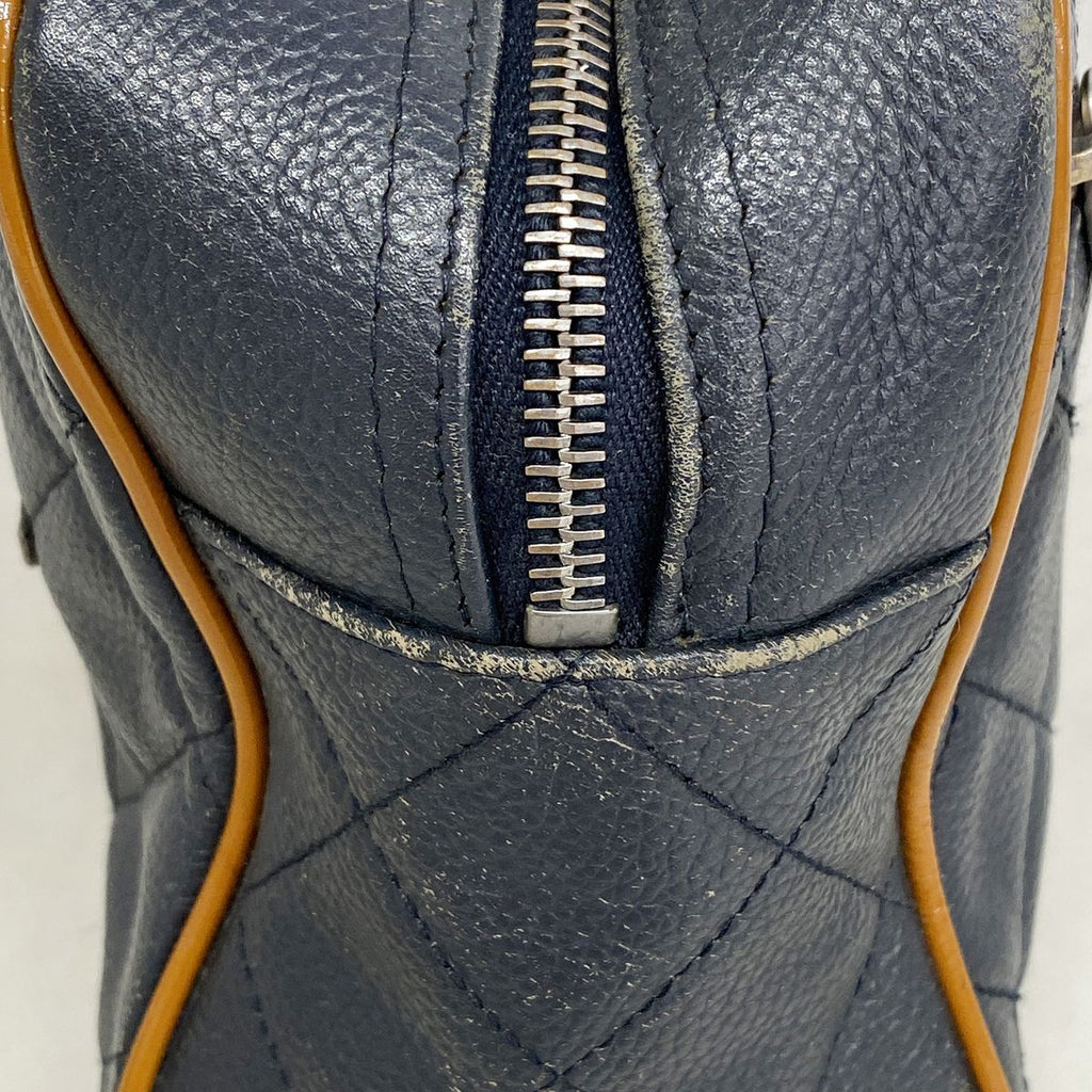 Chanel Handbag Quilted Patent Leather Navy Silver — view 8