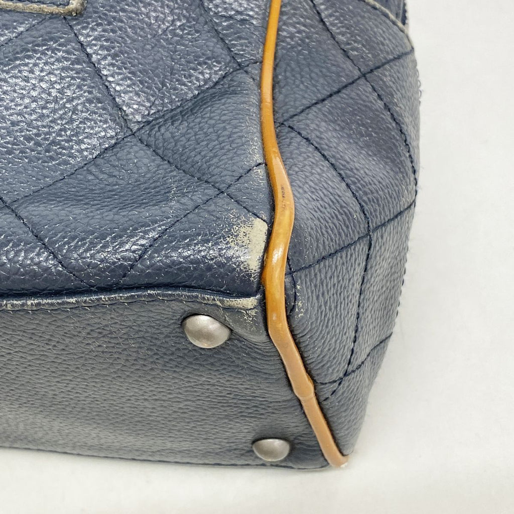 Chanel Handbag Quilted Patent Leather Navy Silver — view 7