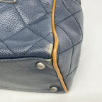 Chanel Handbag Quilted Patent Leather Navy Silver — view 7