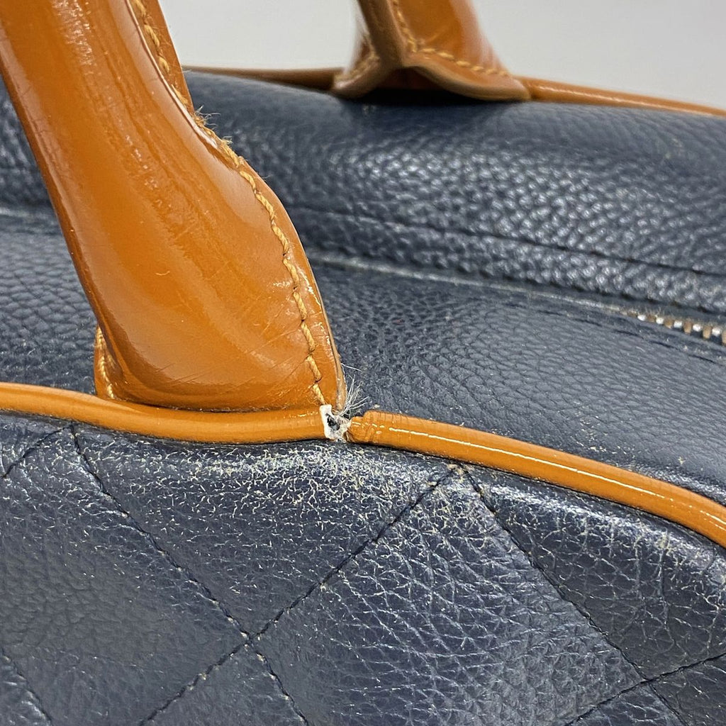 Chanel Handbag Quilted Patent Leather Navy Silver — view 6