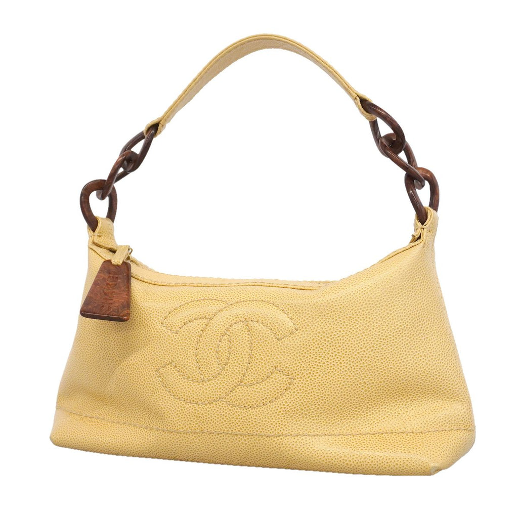 Chanel Handbag Caviar Leather Beige Gold