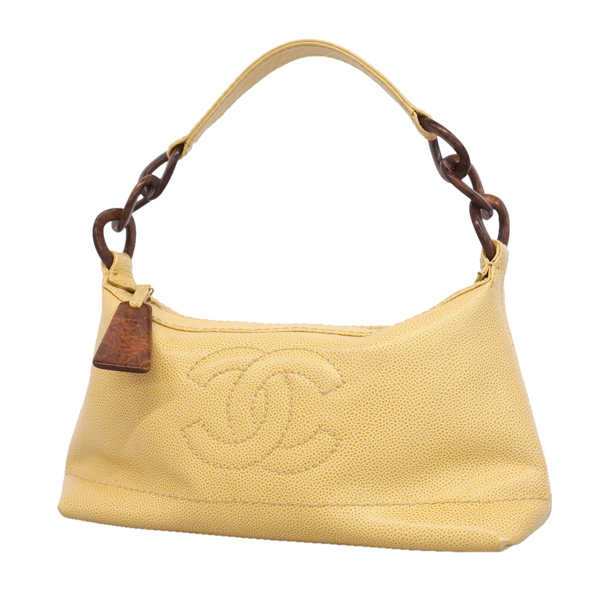 Chanel Handbag Caviar Leather Beige Gold