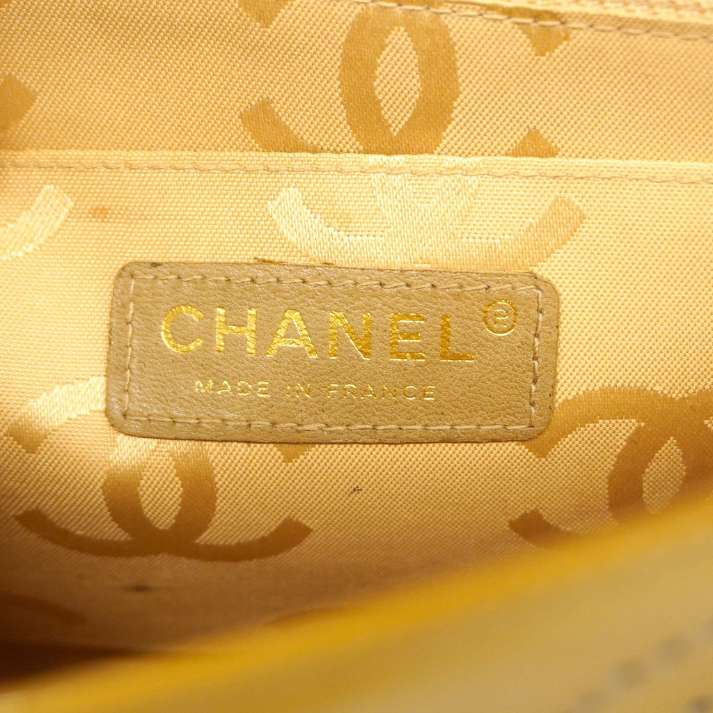Chanel Shoulder Bag Perforated Patent Leather Yellow Gold — view 5