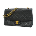 Chanel Shoulder Bag Quilted Lambskin Black Gold