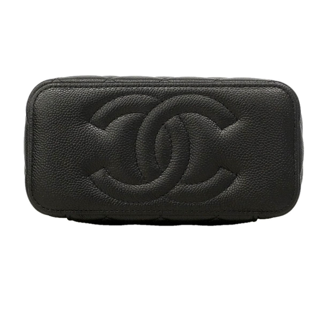 Chanel Shoulder Bag Quilted Caviar Leather Black Gold — view 3