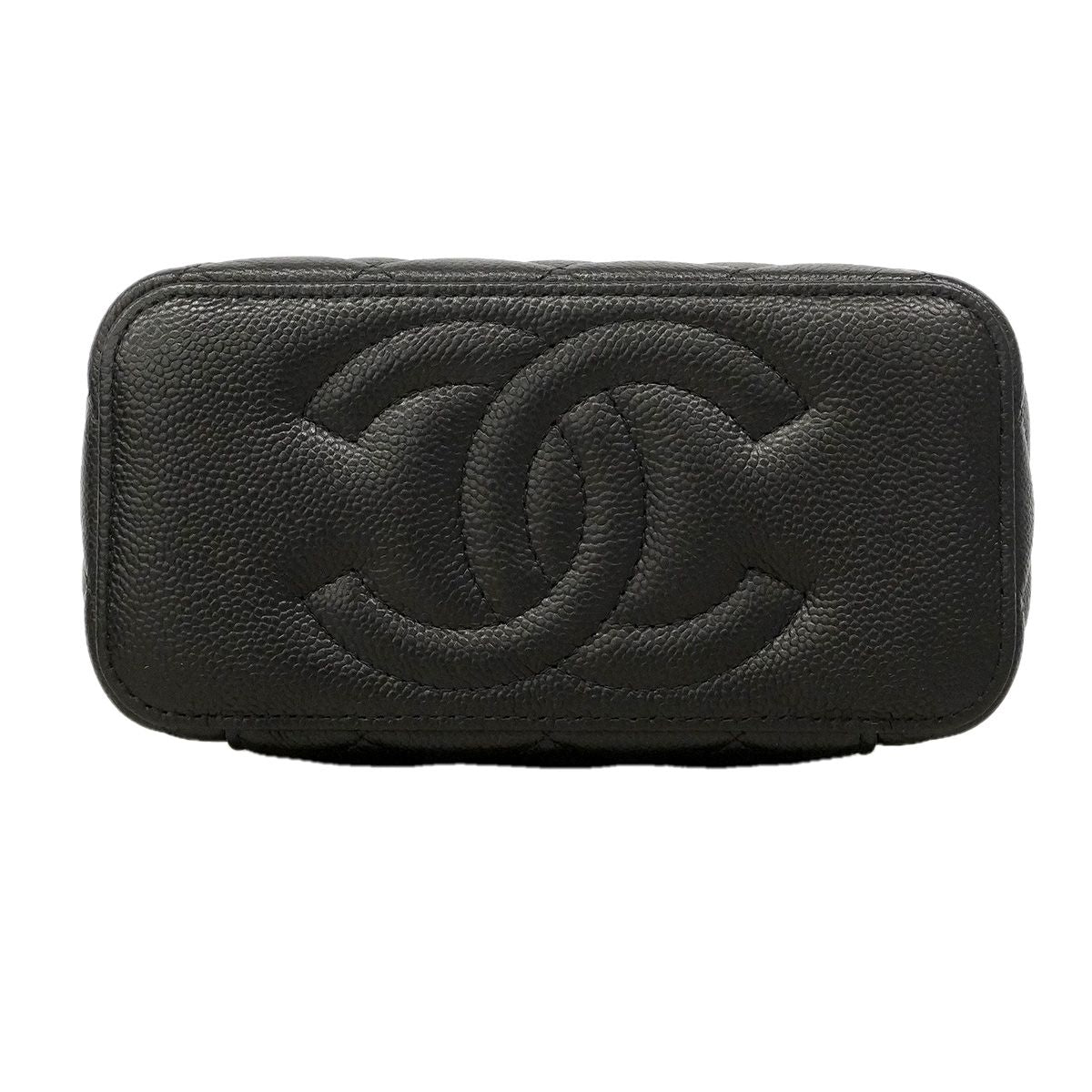 Chanel Shoulder Bag Quilted Caviar Leather Black Gold — view 3
