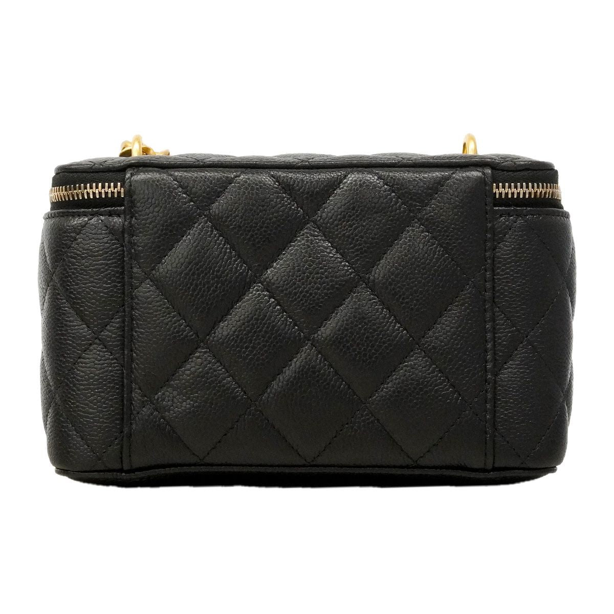 Chanel Shoulder Bag Quilted Caviar Leather Black Gold — view 7