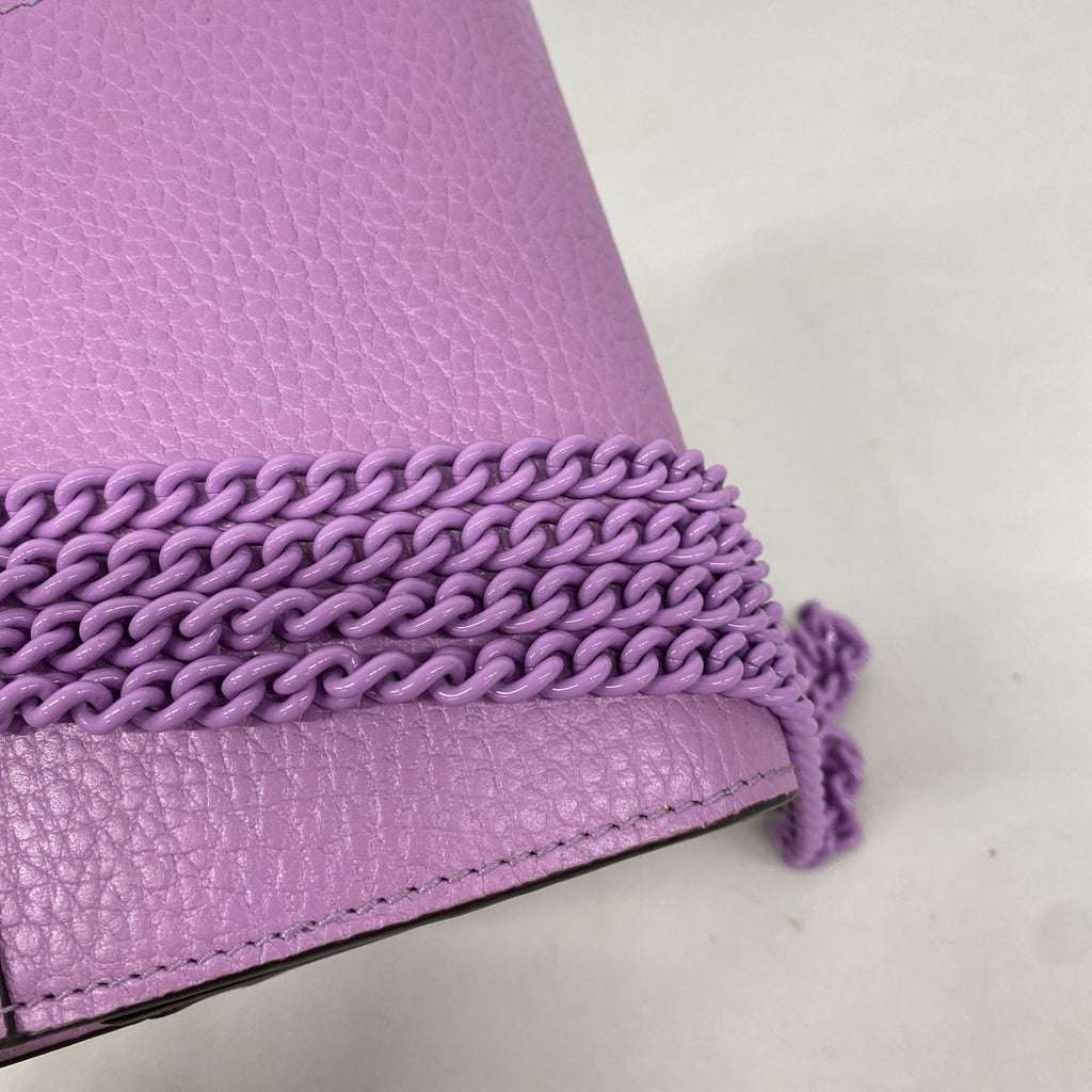 Gucci Wallet on Chain Double G Leather Purple Silver Shoulder Bag — view 8
