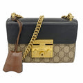 Gucci Shoulder Bag GG Supreme Black Brown Gold