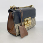 Gucci Shoulder Bag GG Supreme Black Brown Gold — view 2