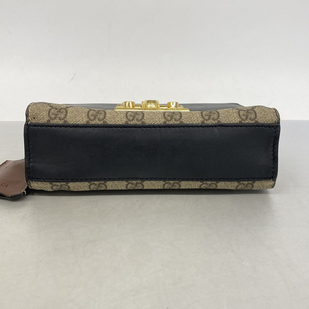 Gucci Shoulder Bag GG Supreme Black Brown Gold — view 3