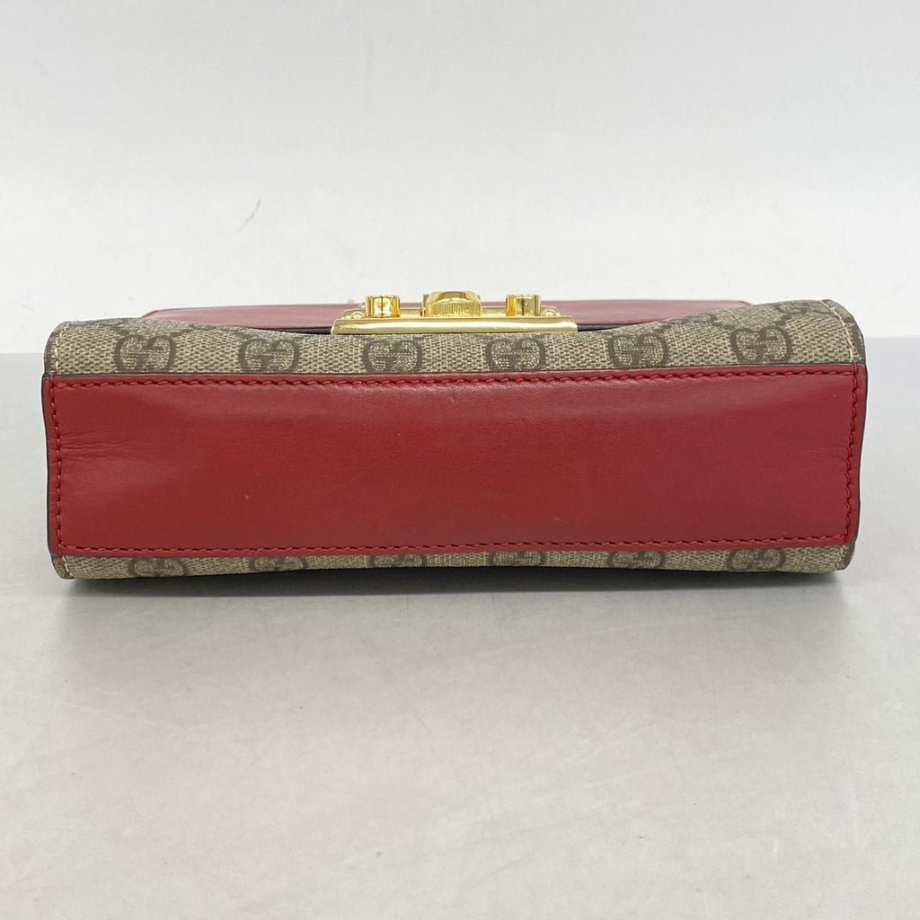Gucci Shoulder Bag GG Supreme Red Brown Gold — view 3