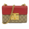 Gucci Shoulder Bag GG Supreme Red Brown Gold