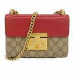 Gucci Shoulder Bag GG Supreme Red Brown Gold