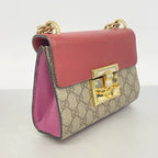 Gucci Shoulder Bag GG Supreme Red Brown Gold — view 2
