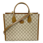 Gucci Tote GG Supreme Brown Gold 2-Way