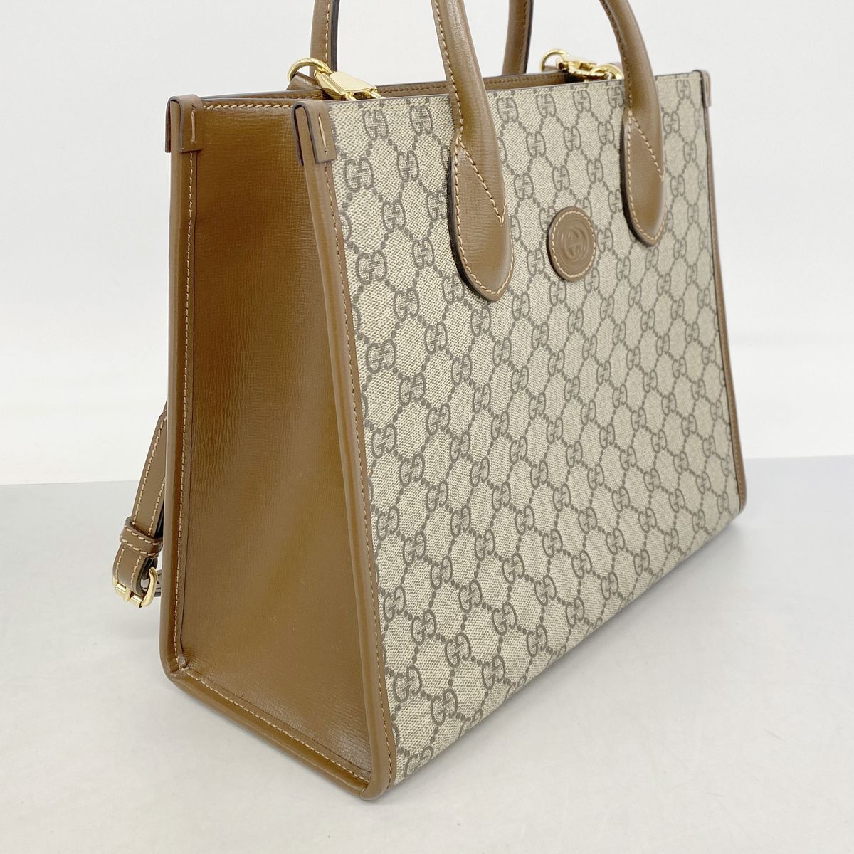 Gucci Tote GG Supreme Brown Gold 2-Way — view 2