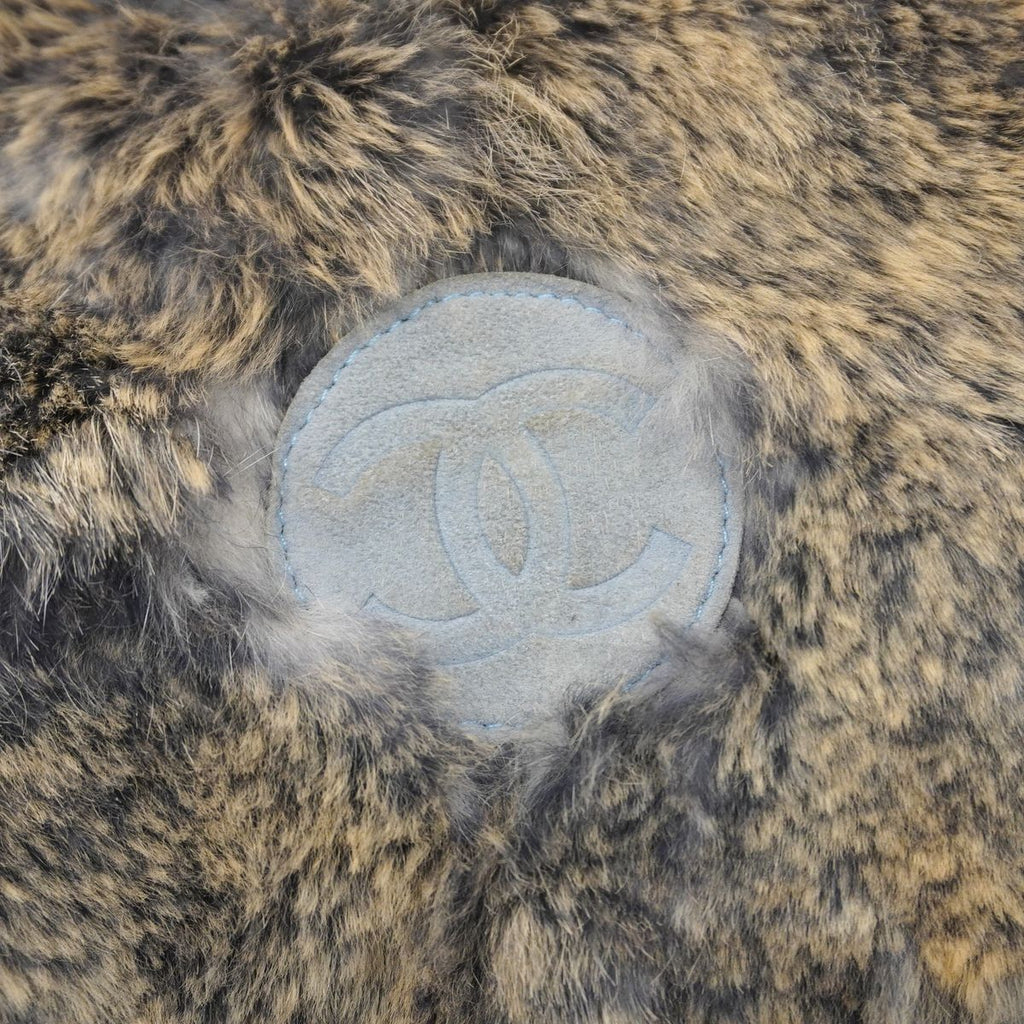 Chanel Tote Rabbit Fur Brown Light Blue Silver — view 8