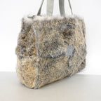 Chanel Tote Rabbit Fur Brown Light Blue Silver — view 2
