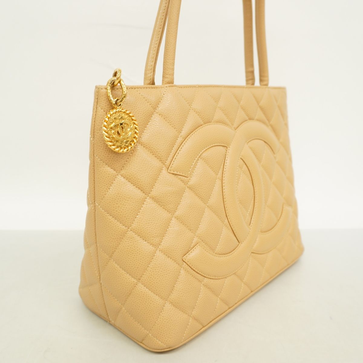 Chanel Tote Reissue Caviar Leather Beige Gold — view 2