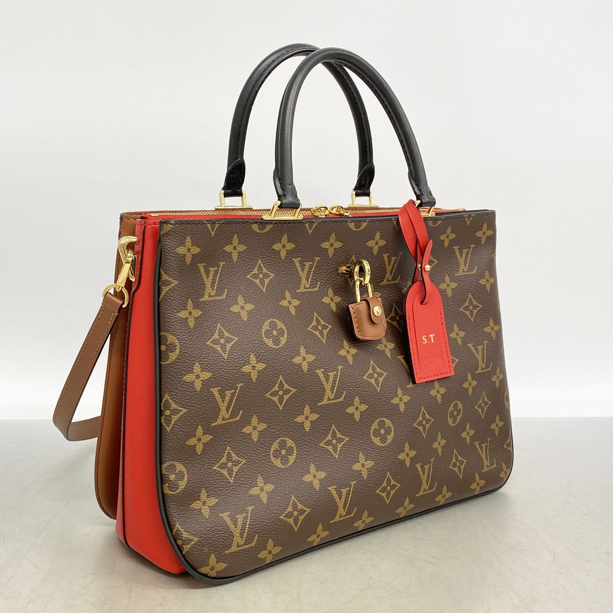 Louis Vuitton Handbag Monogram Mille Feuille Brown Red Noir 2-Way Bag — view 2