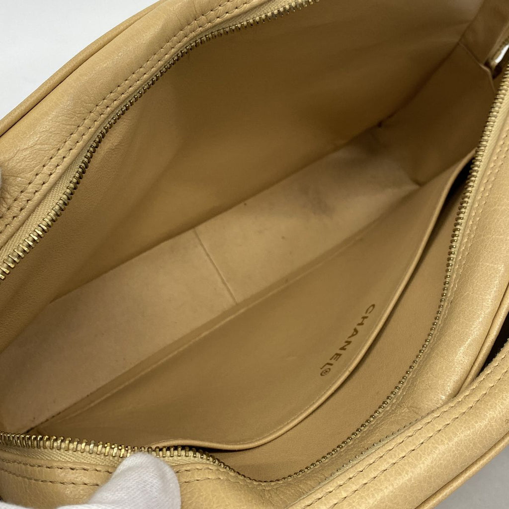 Chanel Handbag Choco Bar Canvas Beige Brown Gold — view 4