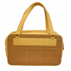 Chanel Handbag Choco Bar Canvas Beige Brown Gold
