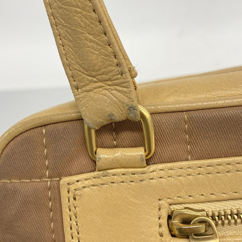Chanel Handbag Choco Bar Canvas Beige Brown Gold — view 7