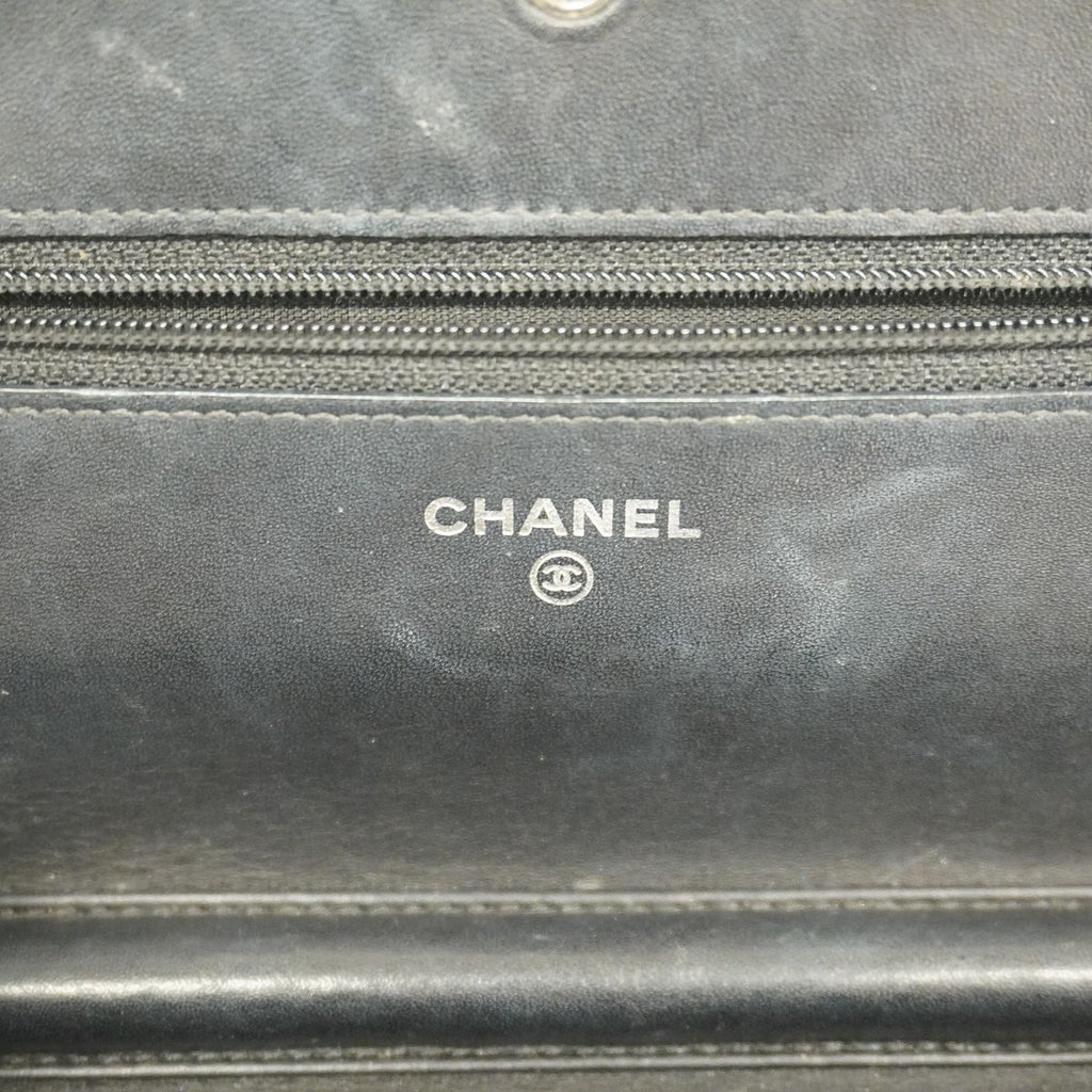 Chanel Wallet on Chain Caviar Leather Black Silver Shoulder Bag — view 5
