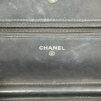 Chanel Wallet on Chain Caviar Leather Black Silver Shoulder Bag — view 5