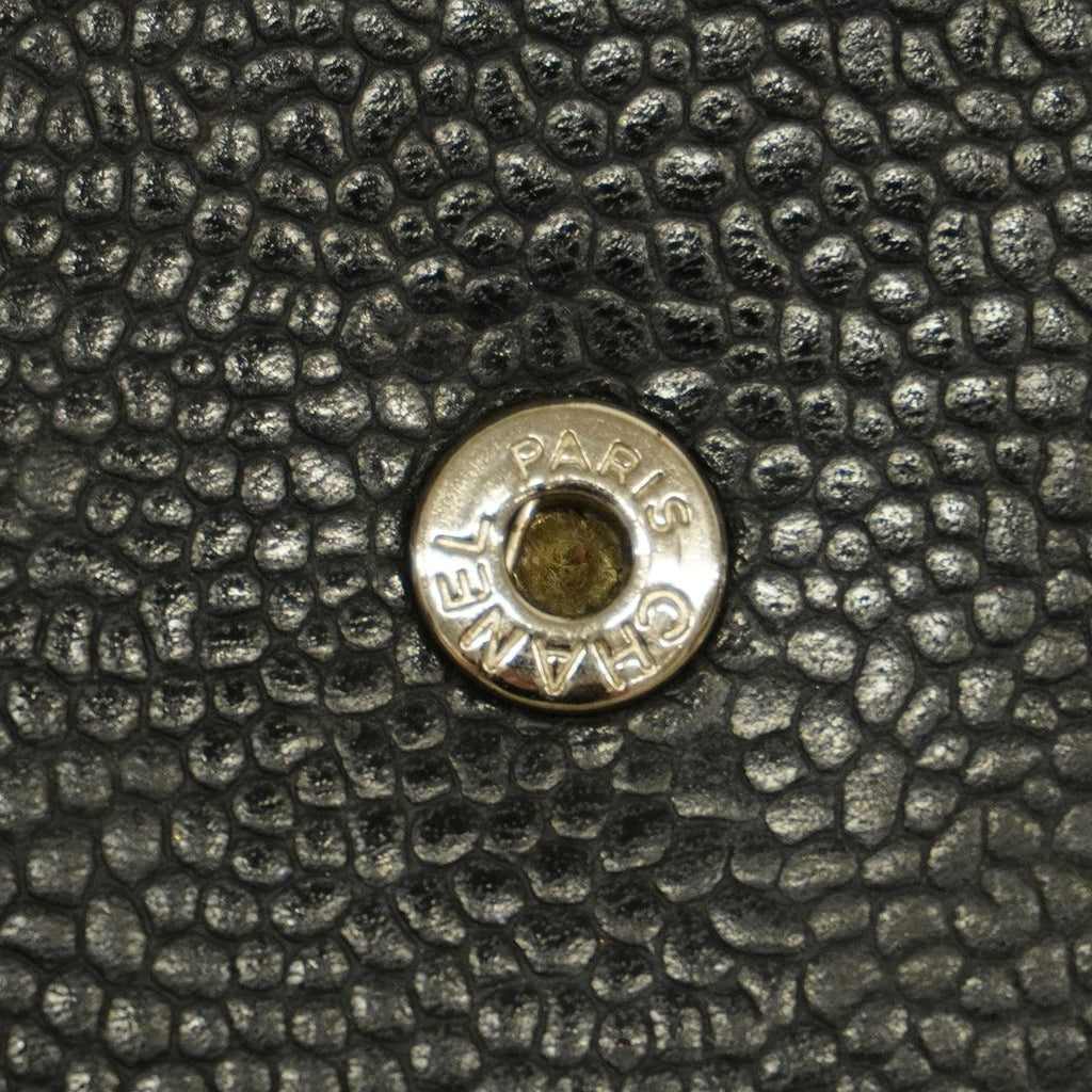 Chanel Wallet on Chain Caviar Leather Black Silver Shoulder Bag — view 6