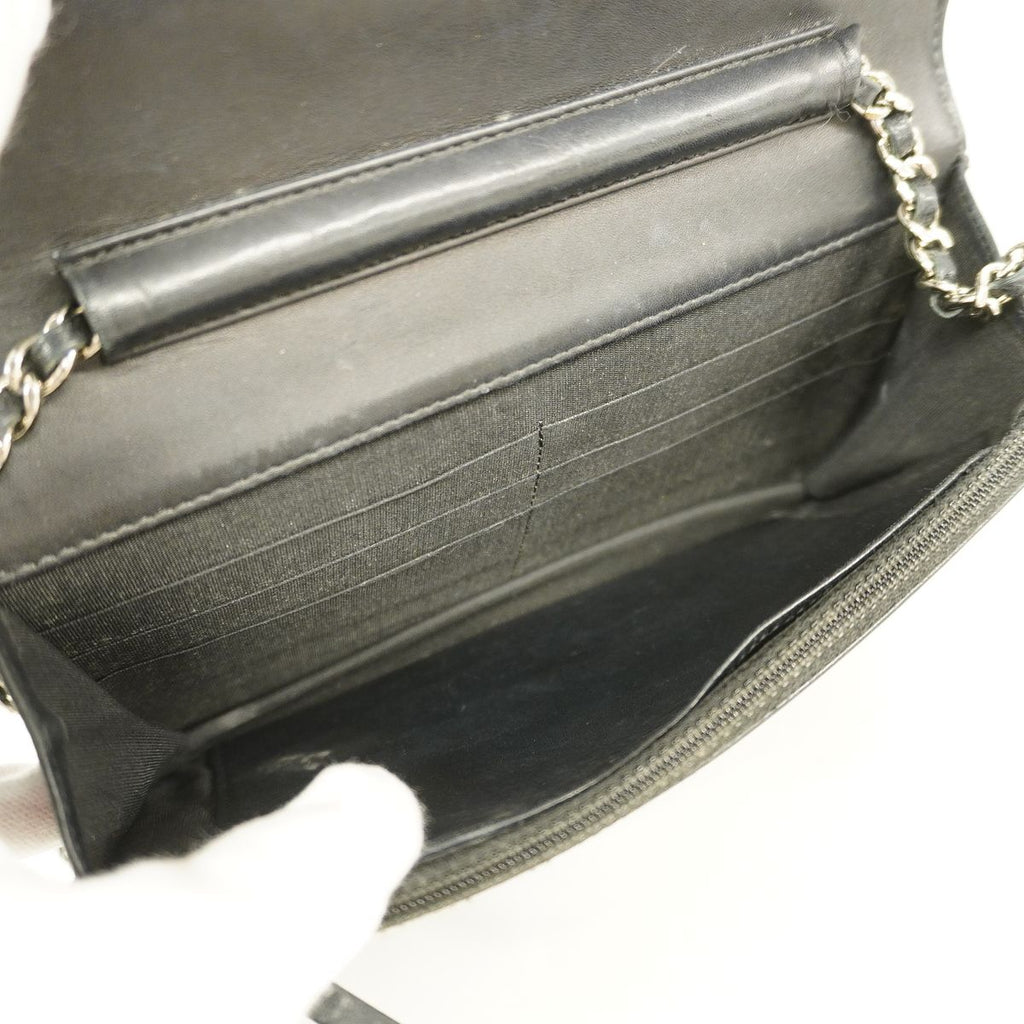 Chanel Wallet on Chain Caviar Leather Black Silver Shoulder Bag — view 4