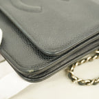 Chanel Wallet on Chain Caviar Leather Black Silver Shoulder Bag — view 7